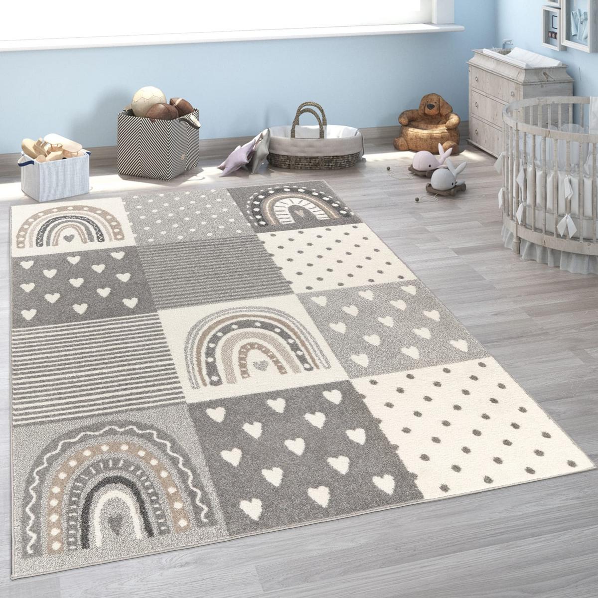 KINDERTEPPICH, mit Prinzessinnen-Patchwork, Grau, 80 x 150 cm - Grau, Textil (80/150cm) - KADIMA DESIGN