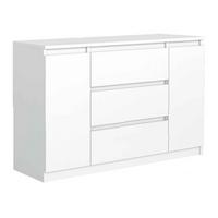 KOMMODE NUDO 138,5/78,2/39cm mit 3 Schubladen 2 Türen Weiß - Weiß, Holzwerkstoff (138.5/78.2/39cm) - MASSENO