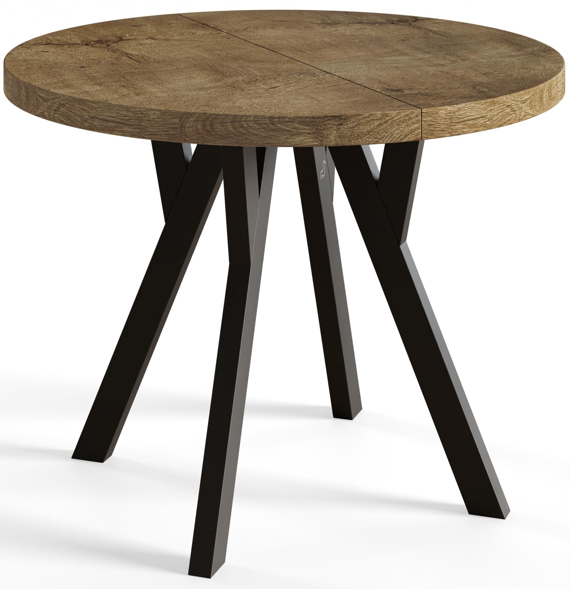 RUNDER Esstisch ausziehbar – Moderner Wohnzimmertisch und Küchentisch – Tisch mit Stabile Konstruktion, Durchmesser 120 cm - 220 cm - Farbe Lefkas - Dunkelbraun/Schwarz, Holzwerkstoff (120/120/77cm) - Alpi-Möbel