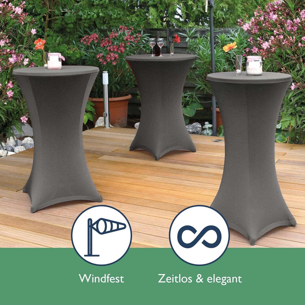 STEHTISCH Sylt Ø 70cm Grau mit Stella Stehtischhusse Ø 70cm Anthrazit - Anthrazit/Dunkelrot, Kunststoff/Textil (70/70/110cm) - Beautissu 