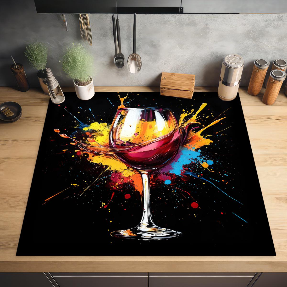 HERDABDECKPLATTE Wein - Glas - Graffiti - Getränk - Rot - Farbe Induktionsmatte 78x78 cm - Weinrot, Kunststoff (78/78/0.2cm) - MuchoWow
