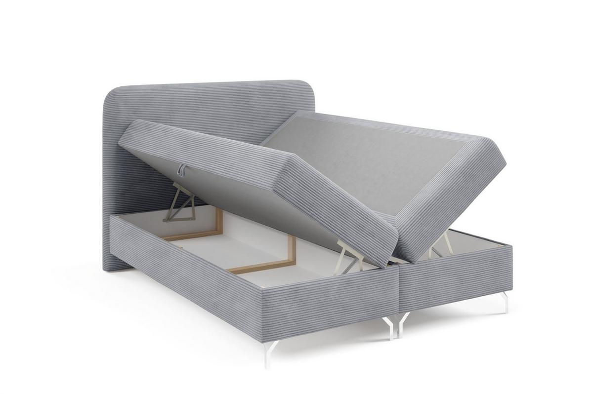 BOXBETT Emilio - Grau, Holzwerkstoff/Textil (200/200cm) - Fun Möbel