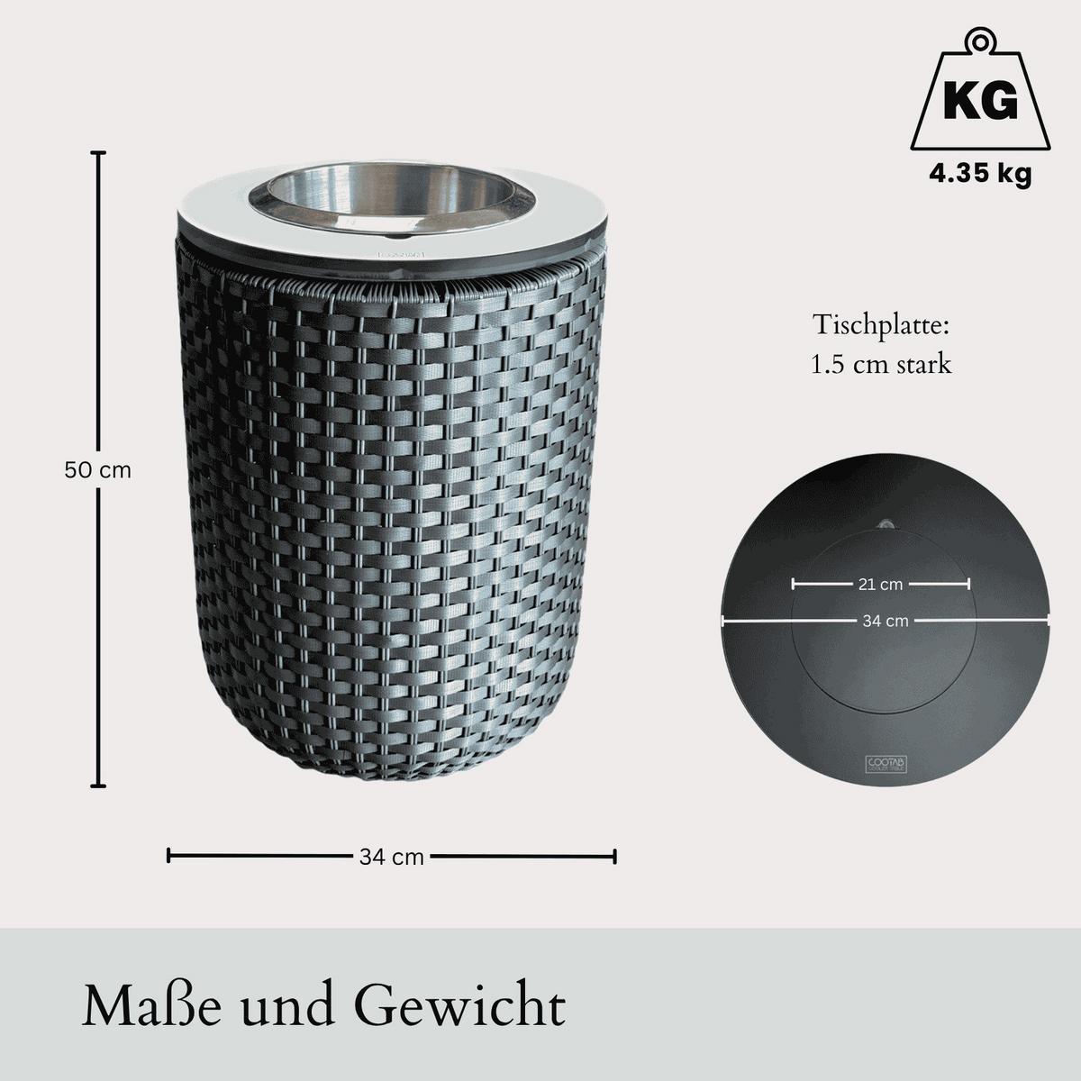 4-IN-1 LOUNGETISCH MIT EDELSTAHL-KÜHLER London Champagner 50 cm - Champagner, Kunststoff/Metall (34/34/50cm) - COOTAB Cooler Table