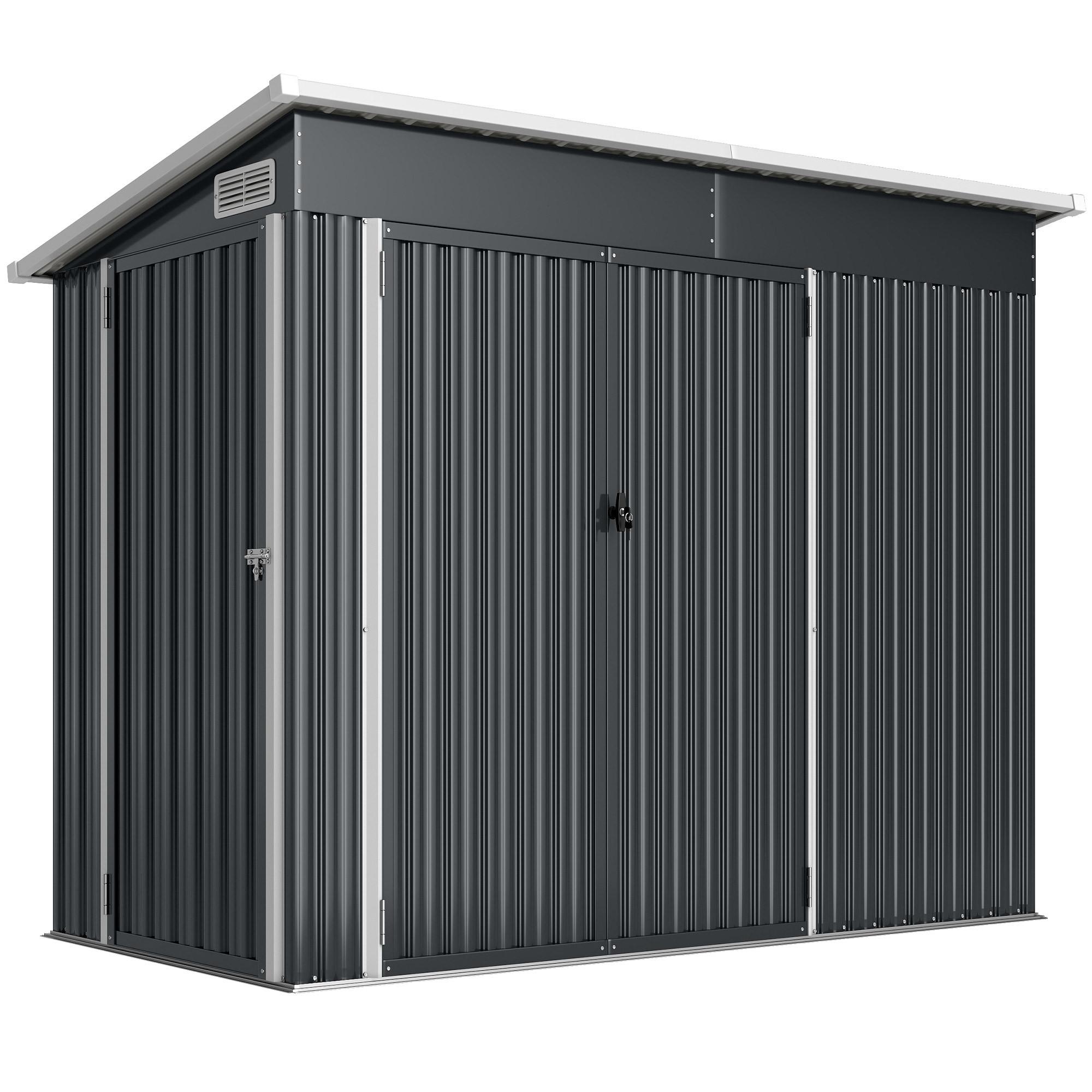 GERÄTEHAUS Verzinkter Stahl Dunkelgrau - Dunkelgrau, Metall (132/185/234cm) - Outsunny