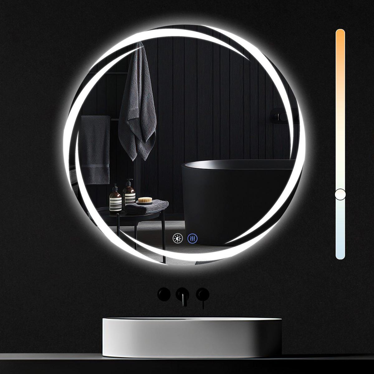 BADEZIMMERSPIEGEL Redick mit LED-Leuchte Ø80 cm - Weiß, Glas (80/2.4/80cm) - Nettlife