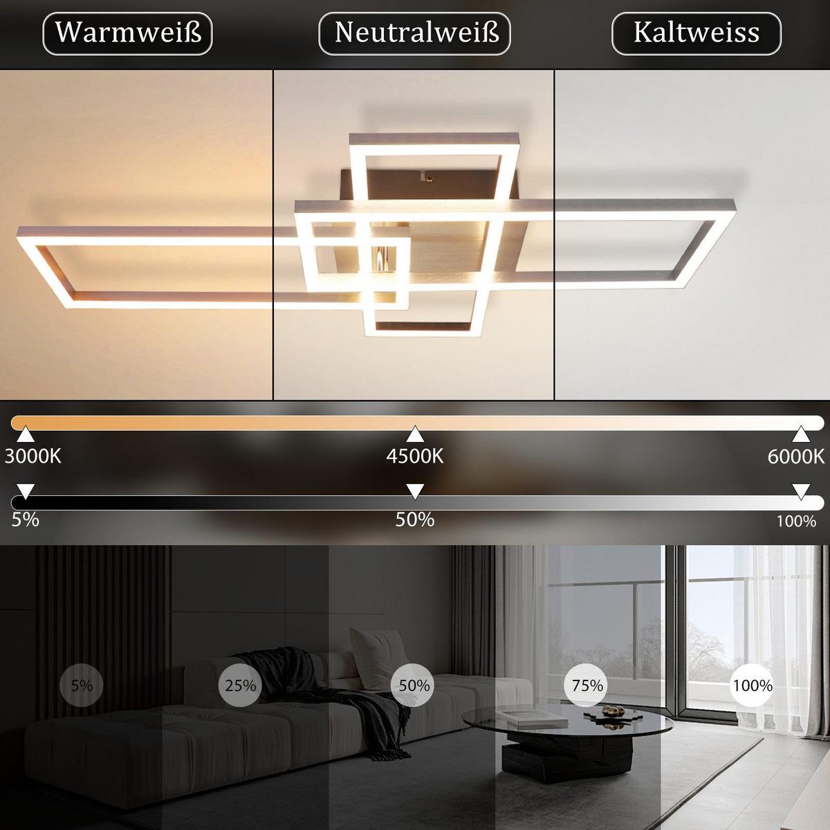 LED-DECKENLEUCHTE Mapp 64.5/35/9.5 cm - Silberfarben, Metall (35/64.5/9.5cm) - Nettlife
