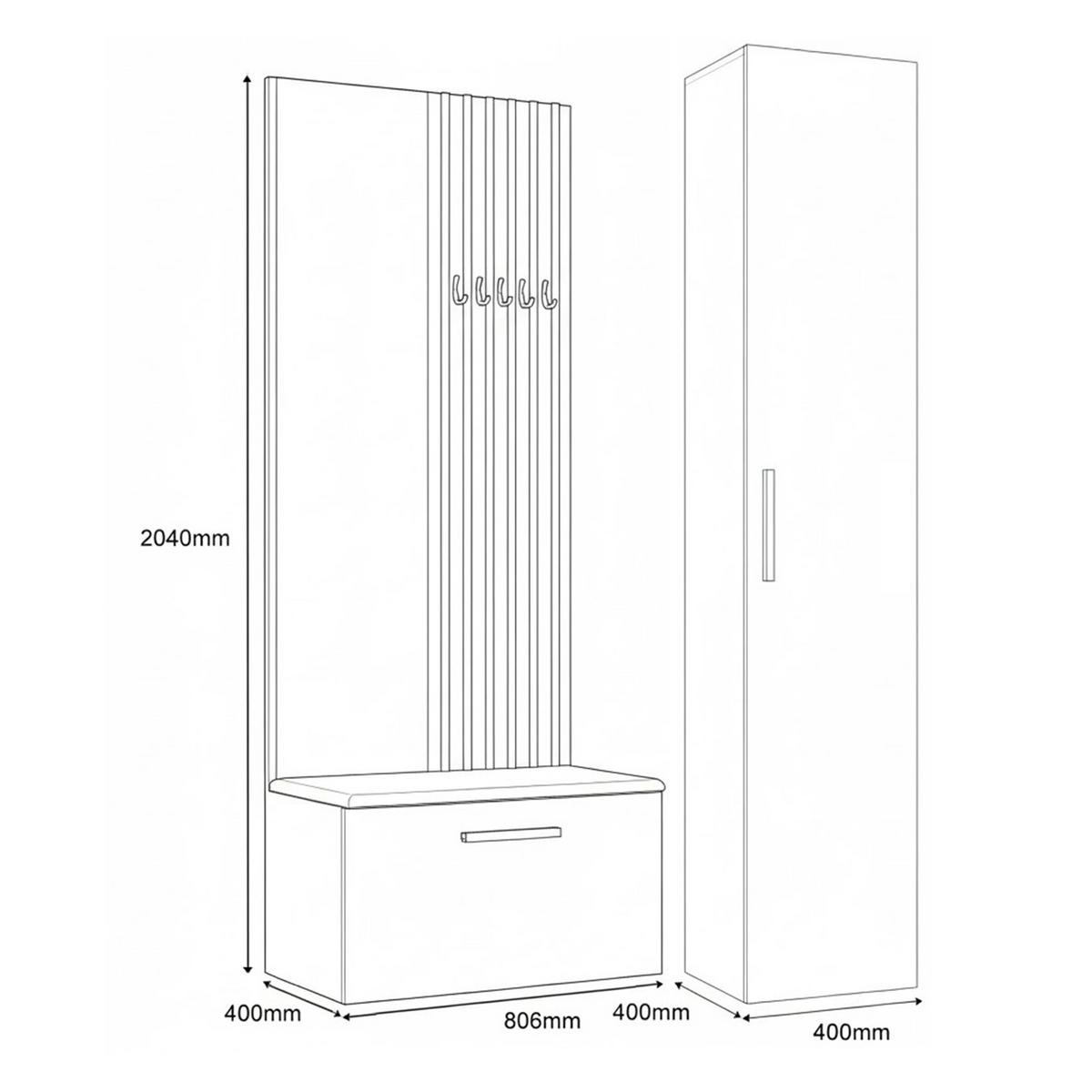 GARDEROBENSCHRANK MODULO 120,6/204/40 cm Modern Garderobe-Set Kaschmir - Kaschmir/Schwarz, Holzwerkstoff (120.6/204/40cm) - MASSENO