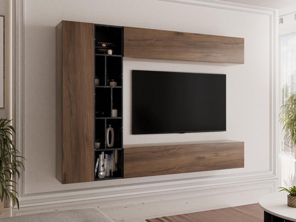 WOHNWAND Kodita - Nussbaumfarben, Holzwerkstoff (224/160/33cm) - MIRJAN24