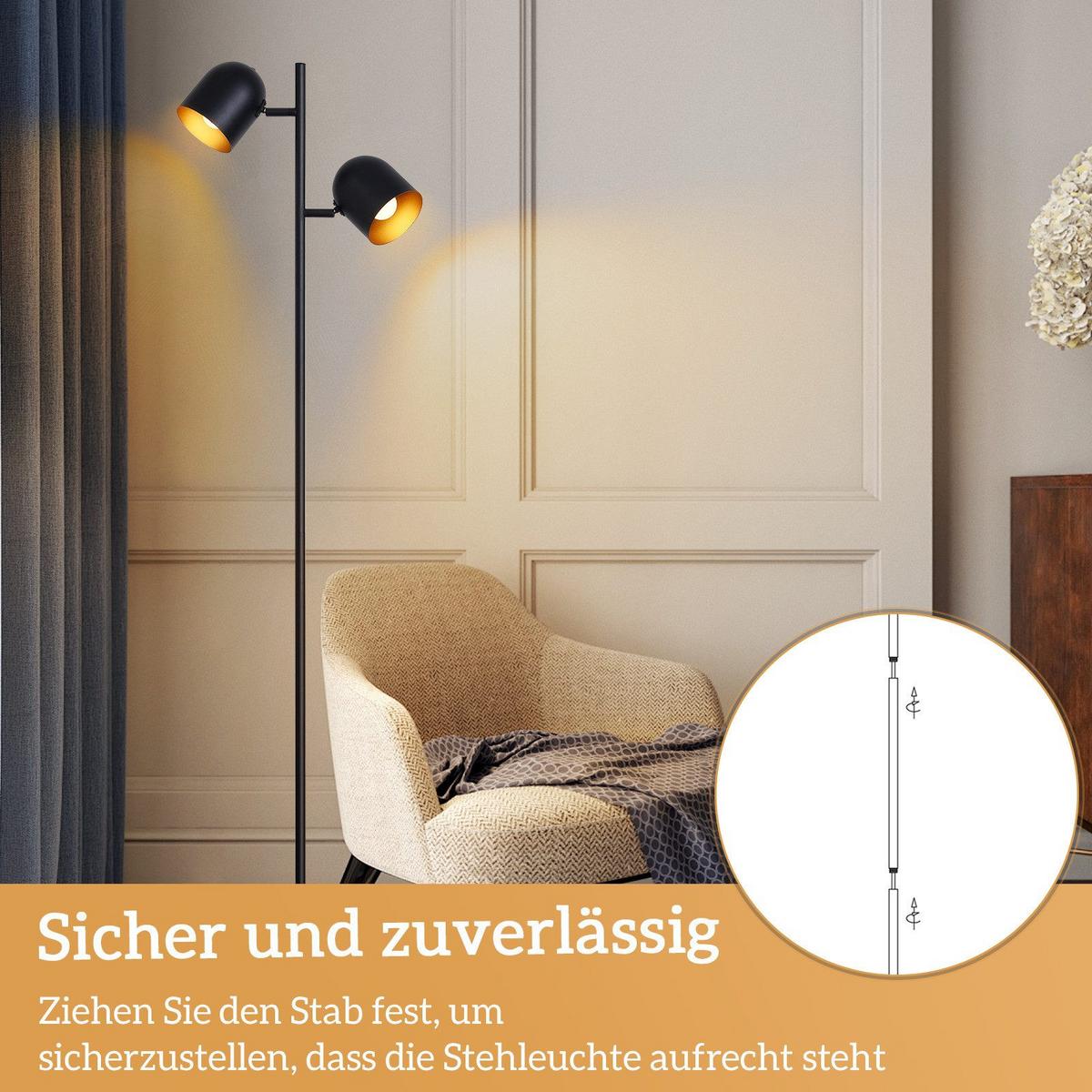 STEHLAMPE Yamaguchi 35/22/145cm - Schwarz, Metall (35/22/145cm) - Nettlife
