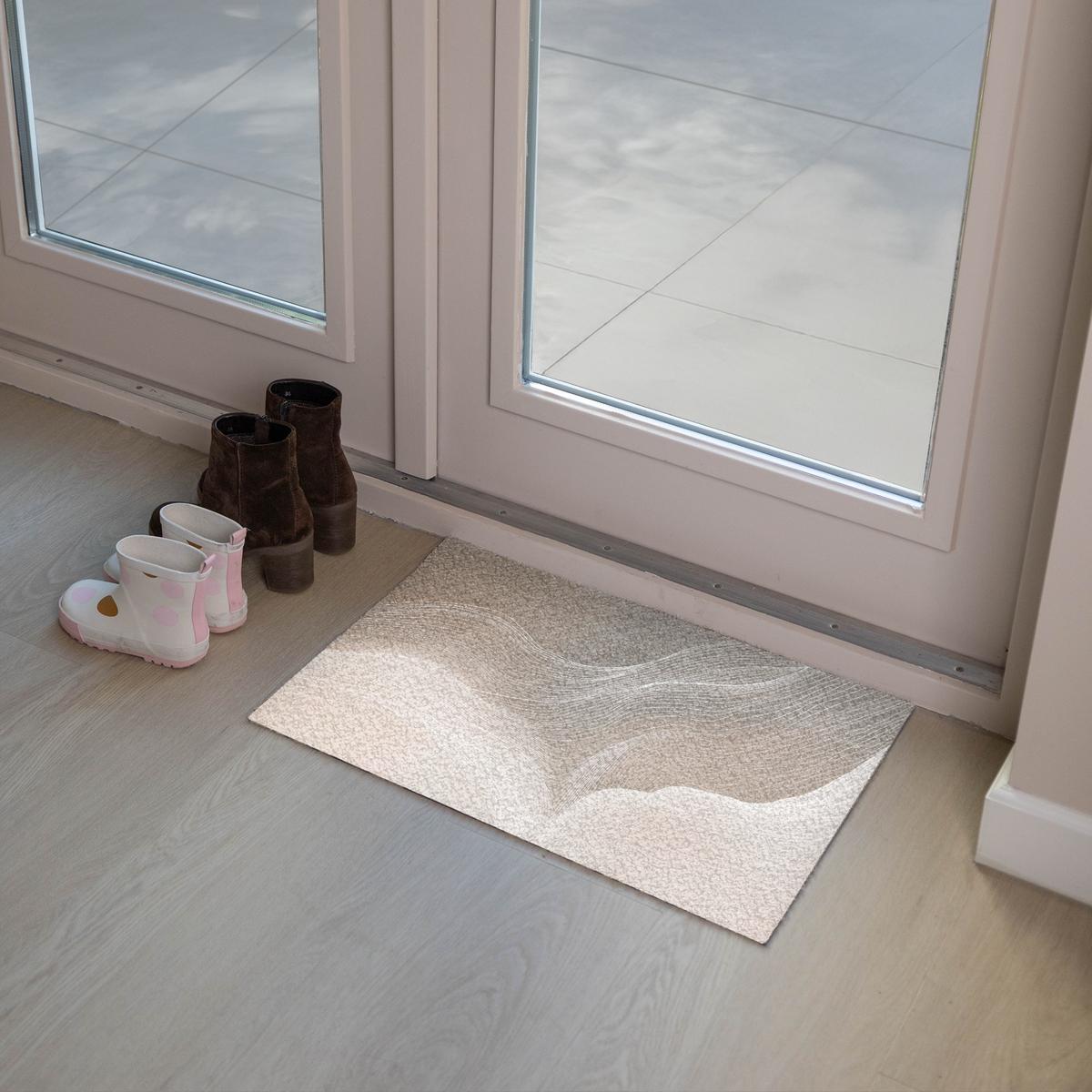 FUSSMATTE Wellenlinien - Luftströme - Harmonisch Schmutzfänger 60x40 cm - Beige, Kunststoff (60/0.4cm) - MuchoWow