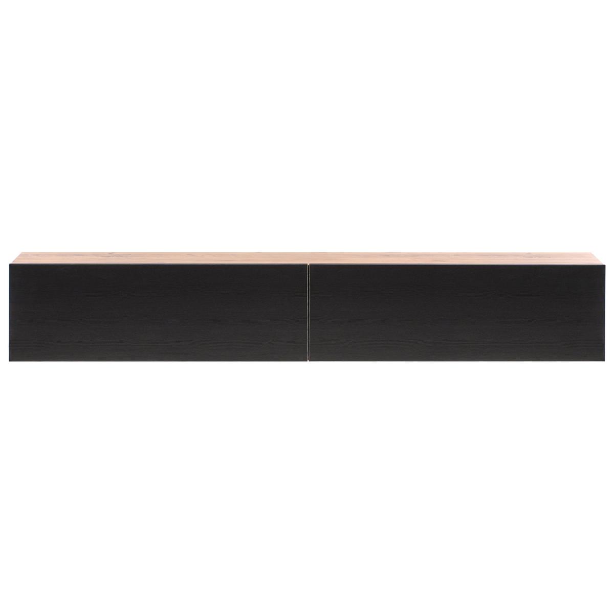 WANDMONTIERTER-TV-SCHRANK Schwarz/Braun Gladstone - Schwarz/Braun, Holzwerkstoff (180/30/32cm) - Beliani