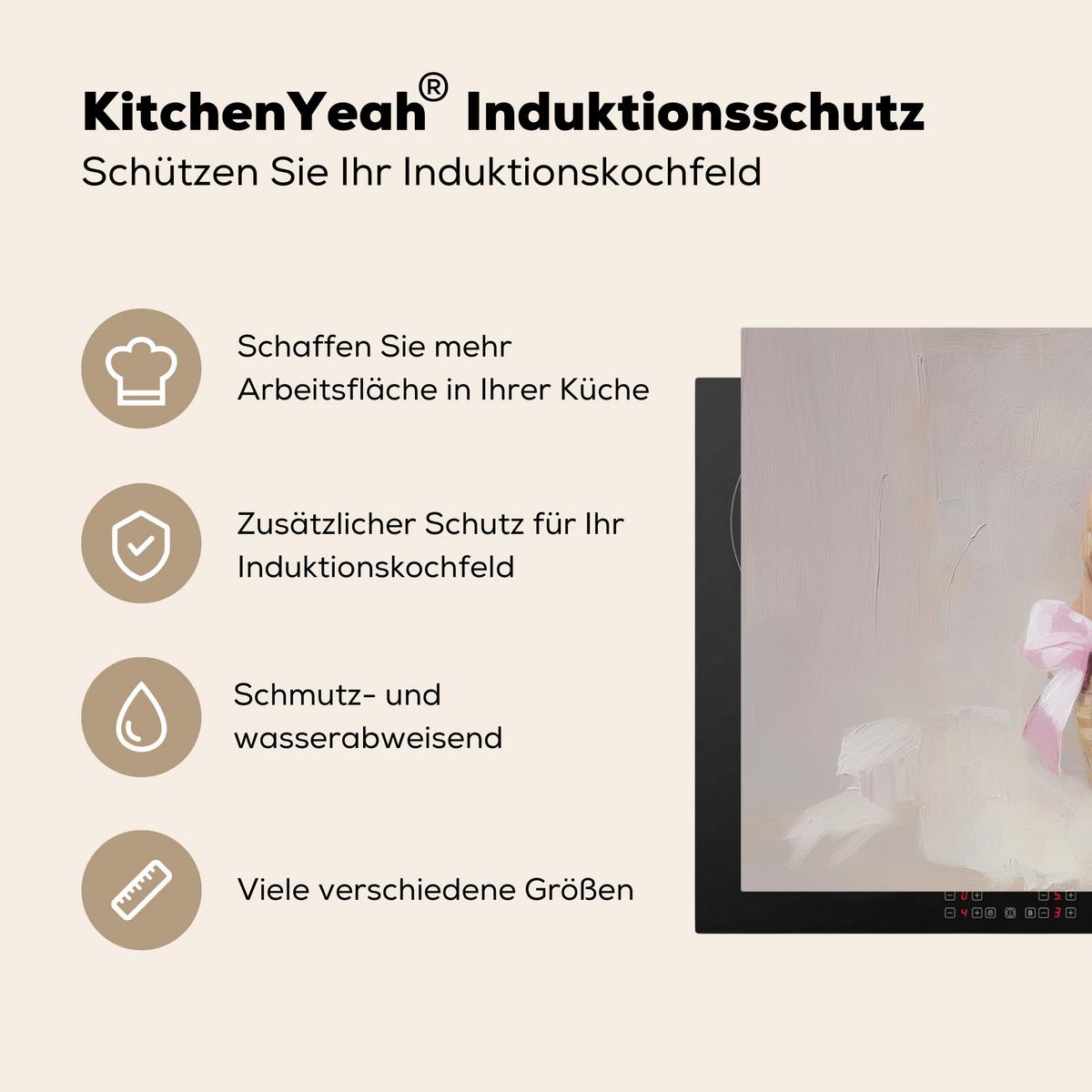 HERDABDECKPLATTE Korb - Eier - Rosa Ceranfeldabdeckung 85x52 cm - Beige, Kunststoff (85/52/0.2cm) - MuchoWow