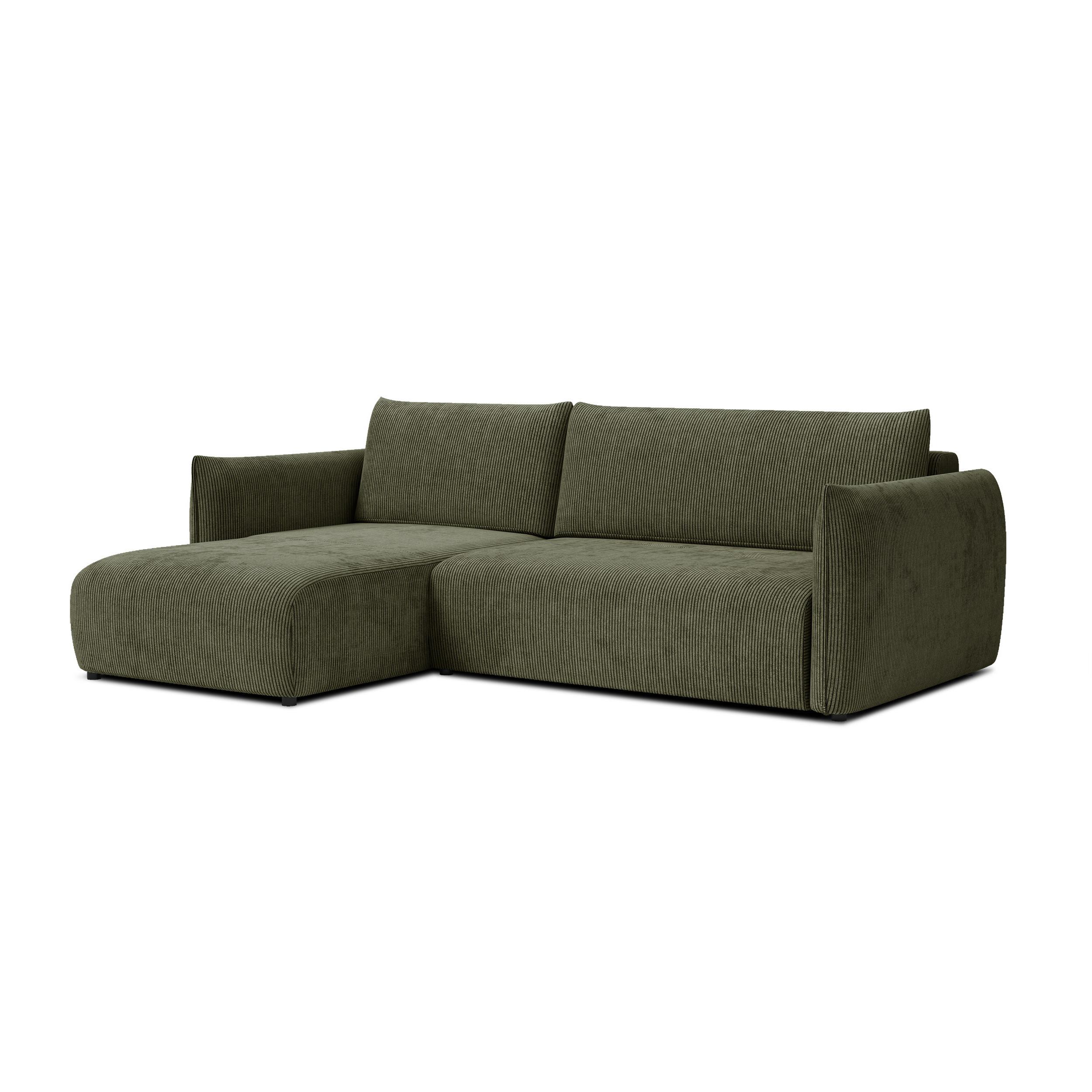 ECKSOFA TAUER 3-Sitzer rechts, olive - Dunkelgrün/Schwarz, Holz/Textil (248/173cm) - Wozimo