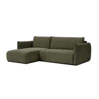 ECKSOFA TAUER 3-Sitzer rechts, olive - Dunkelgrün/Schwarz, Holz/Textil (248/173cm) - Wozimo