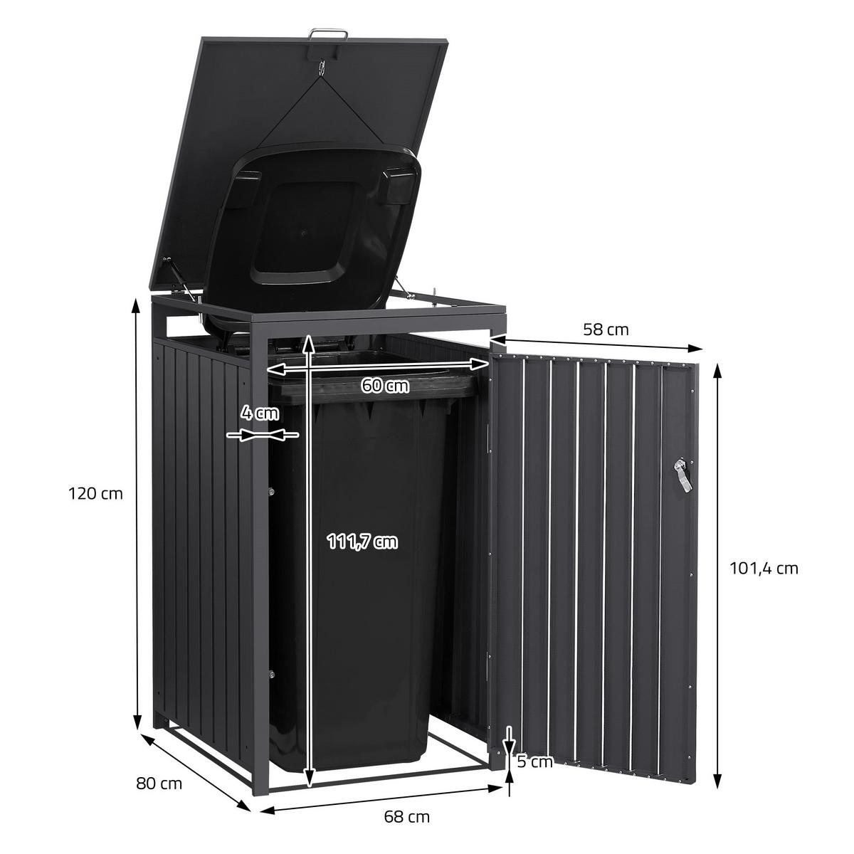 MÜLLTONNENBOX 3er Anthrazit - Anthrazit, Metall (200/120/80cm) - ML-DESIGN