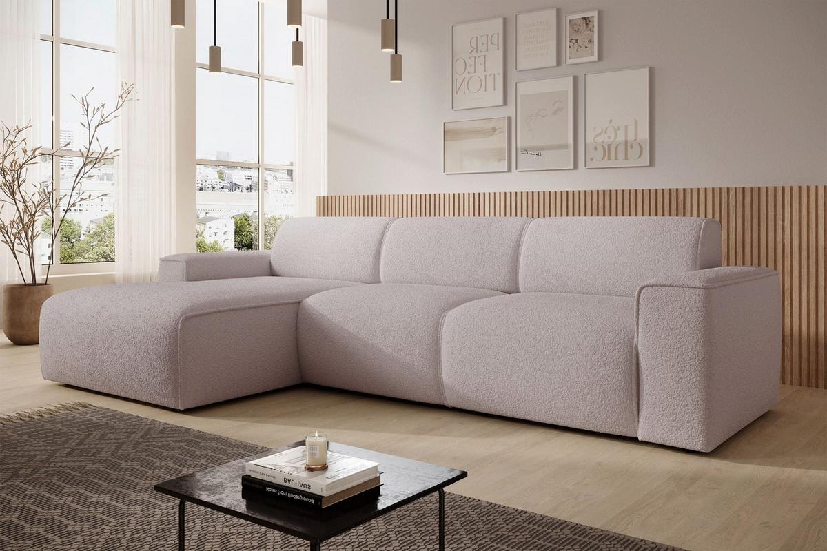 ECKSOFA Bouvi Beige links - Beige/Schwarz, Kunststoff/Textil (310/165cm) - Selsey
