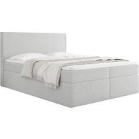 BOXBETT Terra mit Bettkasten, Boucle Grau 140/200 cm – 7-Zonen Taschenfederkern-Matratze & Komfortschaum-Topper - Hellgrau, Kunststoff/Textil (140/200cm) - WFL GROUP