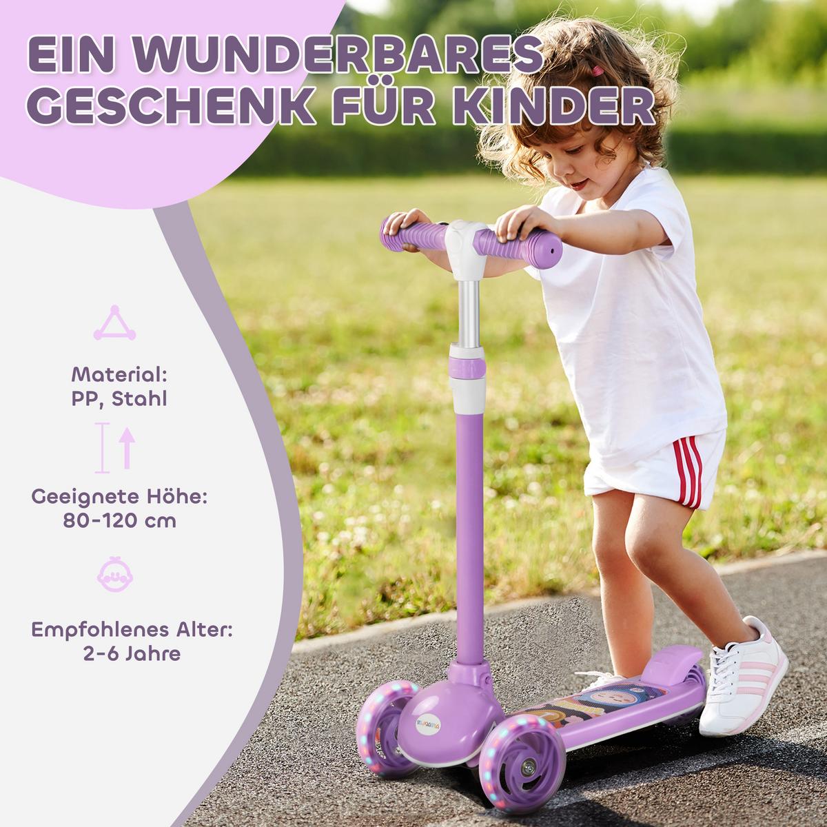 KINDERROLLER Kunststoff Stahl Violett - Violett, Kunststoff (52/29/76cm) - AIYAPLAY
