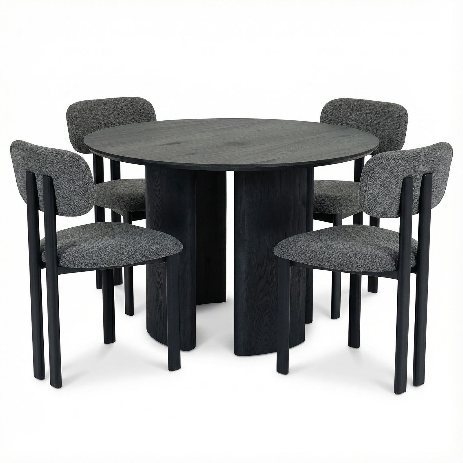 ESSGRUPPE ARVIKA FRANCA 5er Set schwarz - Schwarz, Holzwerkstoff - IDIMEX