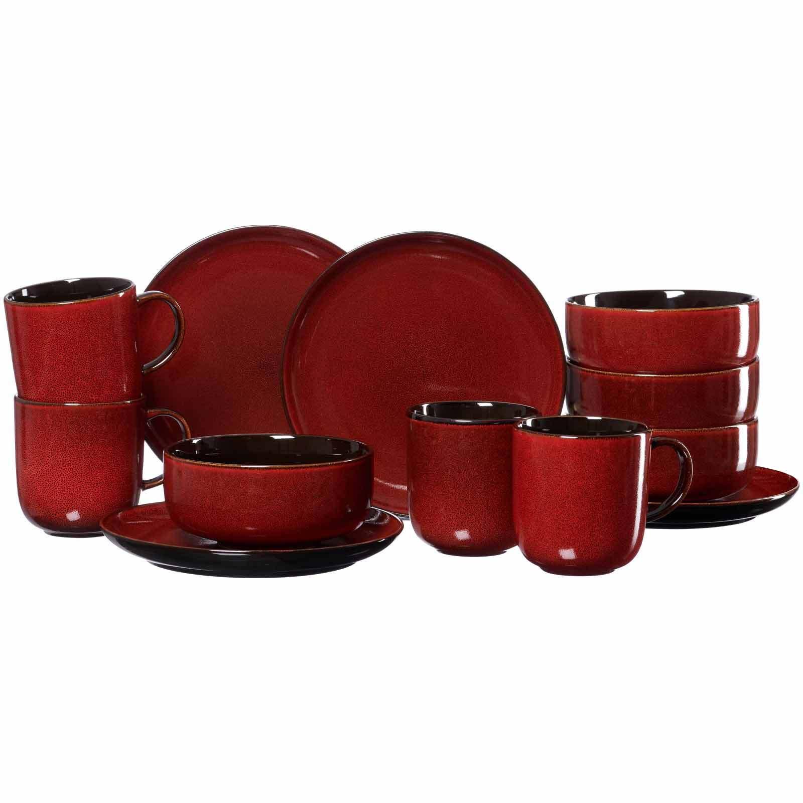 FRÜHSTÜCKS-SET Gambia rot 12-tlg. - Rot, Keramik (2/2/2cm) - Ritzenhoff Breker