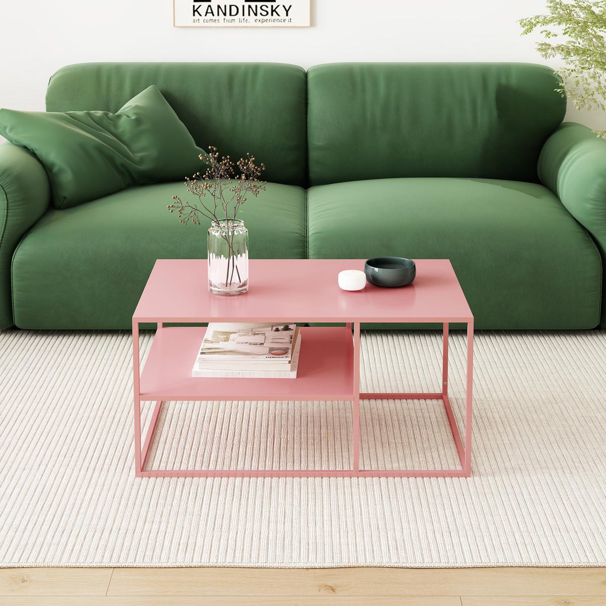 COUCHTISCH Solund 45/90/60 cm - Pink, Metall (60/90/45cm) - [en.casa]