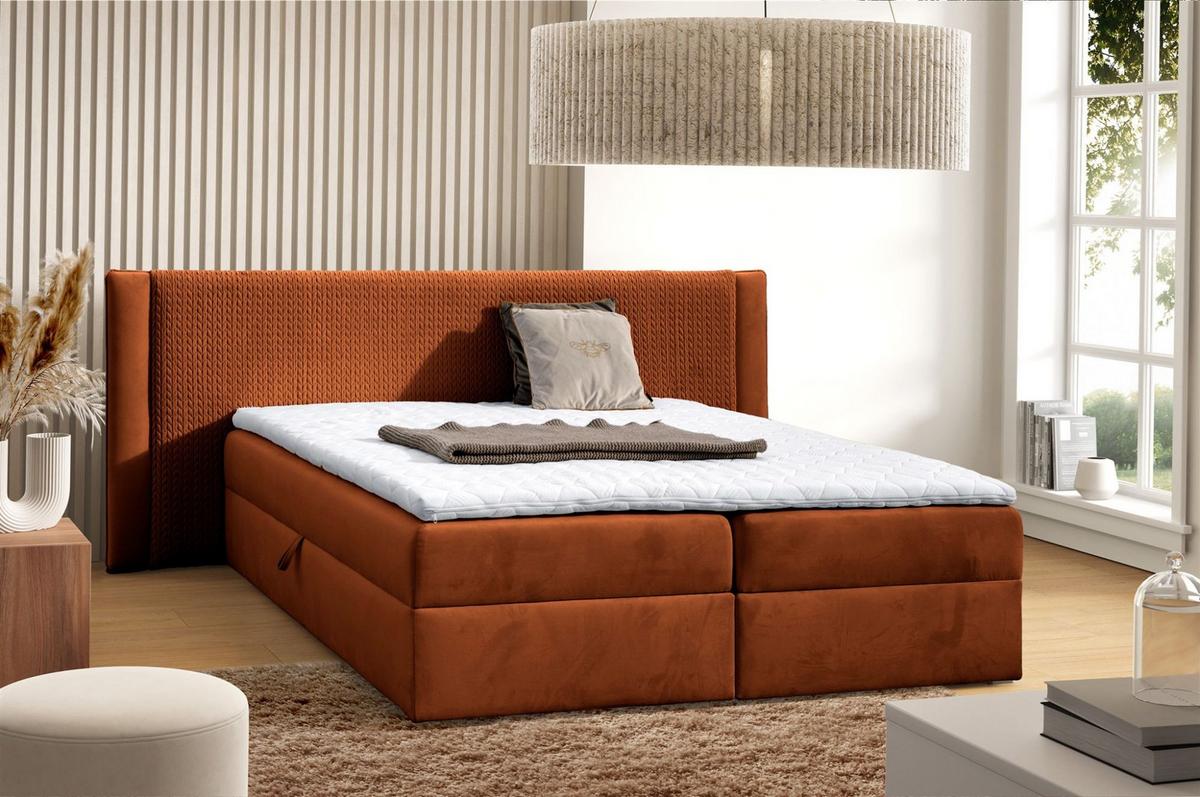 BOXBETT Cedric In Magic Velvet - Rotbraun, Holzwerkstoff/Textil (160/200cm) - Fun Möbel