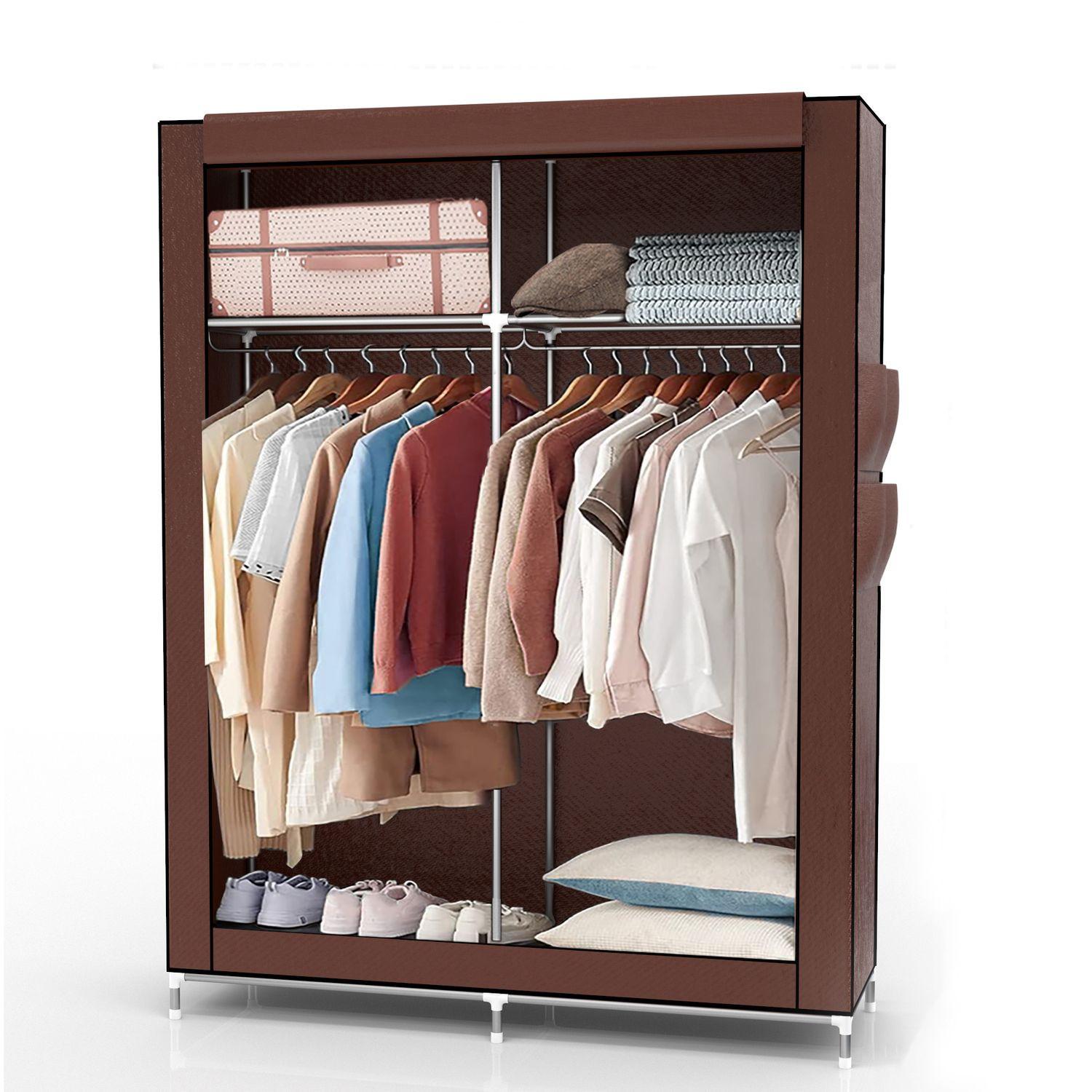 STOFFSCHRANK - Braun, Textil (45/170/108cm) - Intirilife