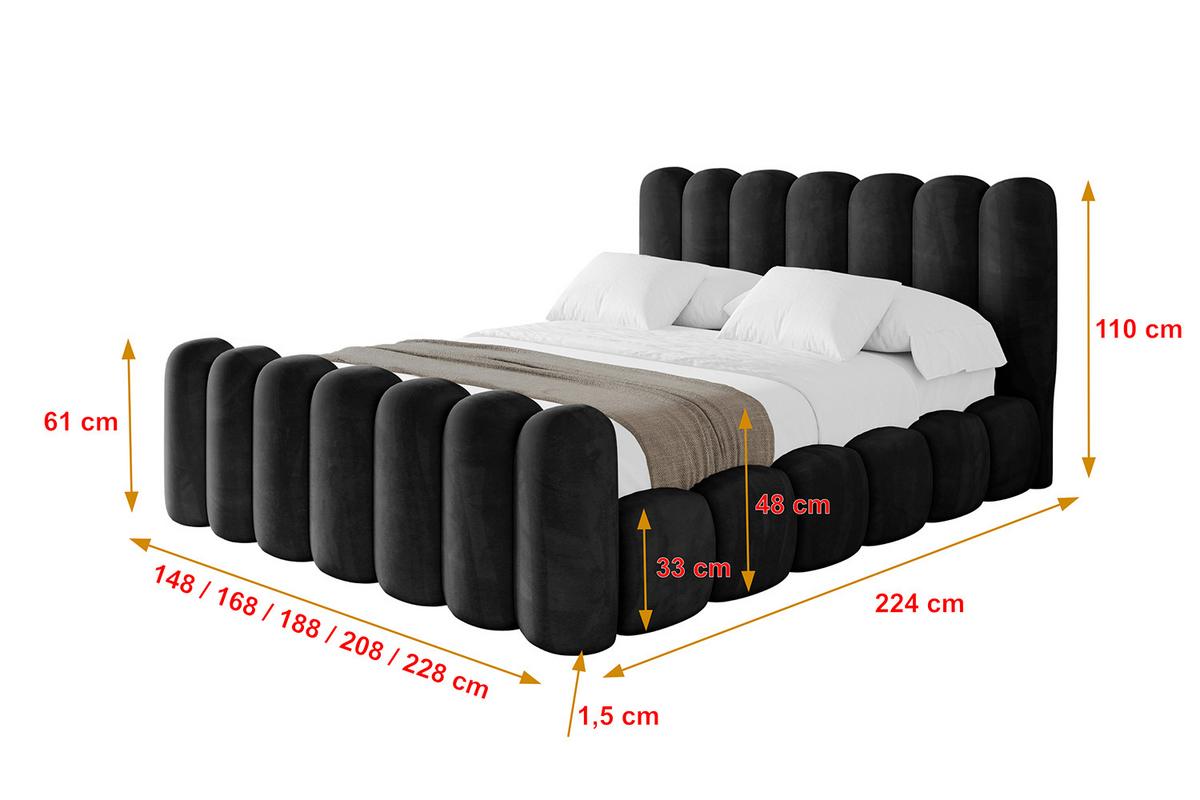 POLSTERBETT mit Bettkasten, Fußteil und Lattenrost, Boxbett ohne Matratze - SENA-Z 180x200 Schwarz - Schwarz, Holzwerkstoff/Textil (180/200cm) - ALTDECOR