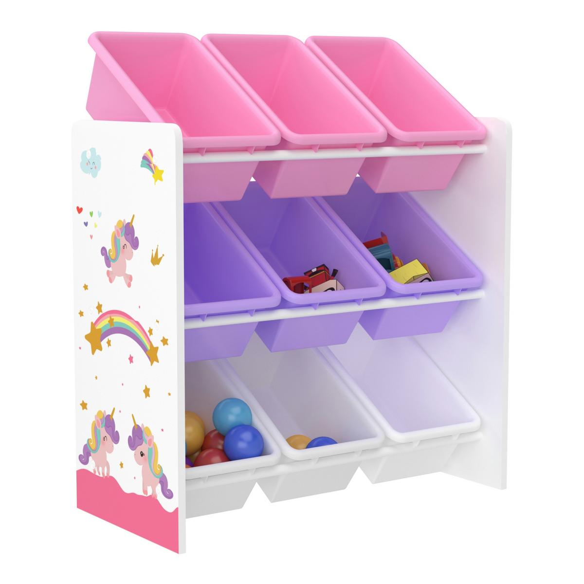 KINDERREGAL Muxía - Lila/Weiß, Holzwerkstoff/Kunststoff (62/60/26.5cm) - [en.casa]