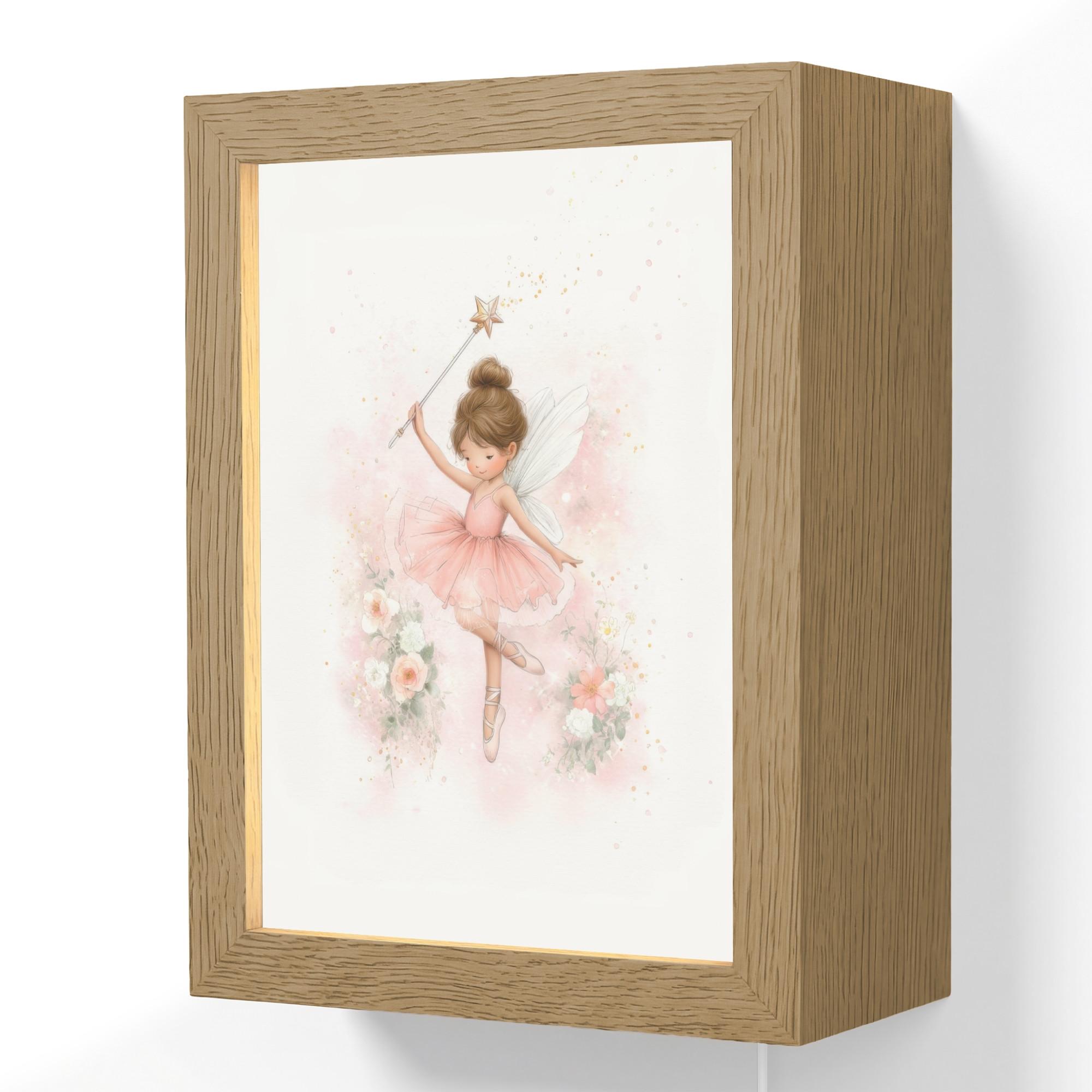 WANDLEUCHTE Ballerina - Fee - Blumen - Rosa 15x20 cm - Rosa, Holzwerkstoff (15/20/8cm) - OnlyWow