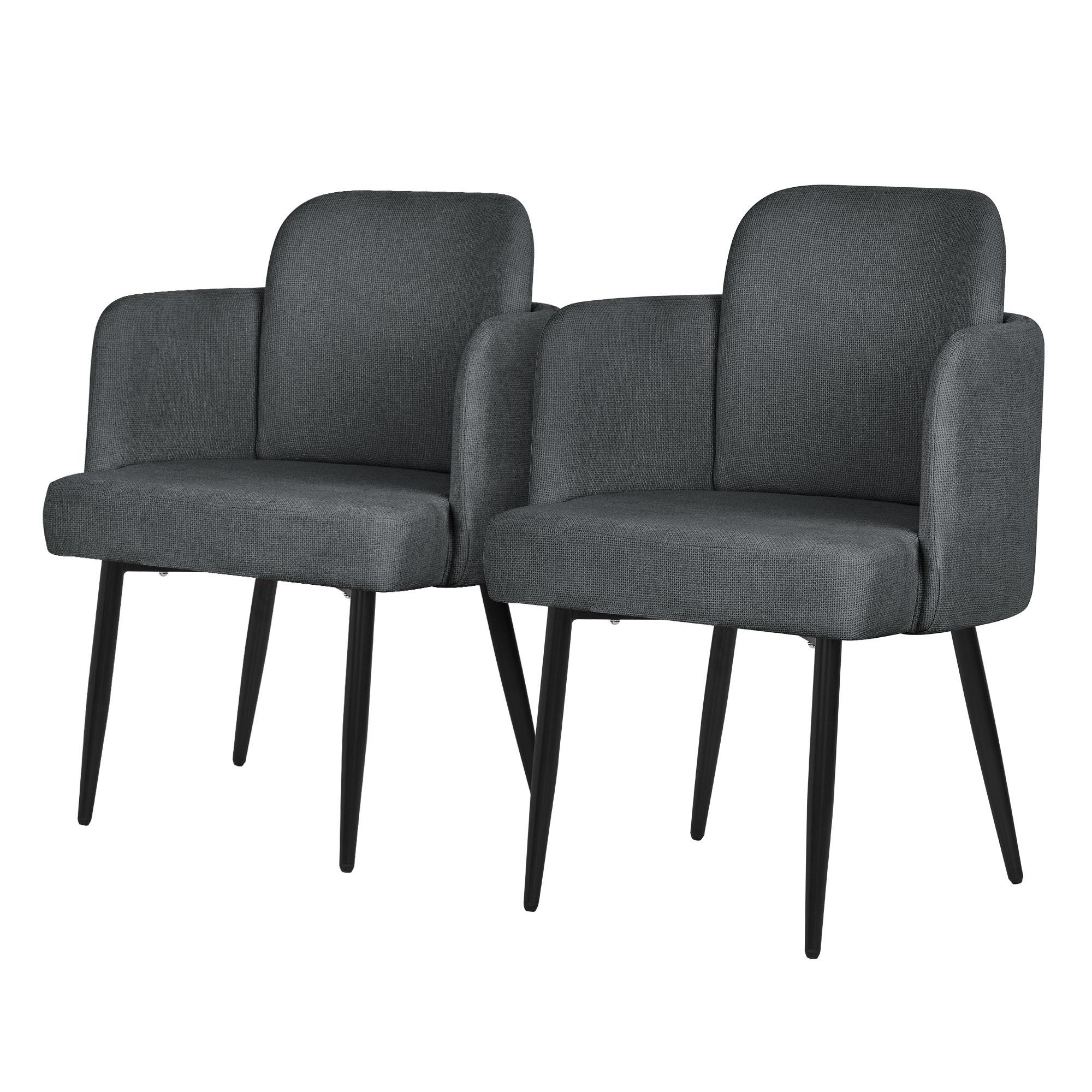 ESSZIMMERSTÜHLE 2er Set Anthrazit mit Stoffbezug Rattan Optik - Anthrazit/Schwarz, Textil/Metall (59/86/59cm) - ML-DESIGN