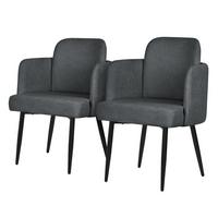 ESSZIMMERSTÜHLE 2er Set Anthrazit mit Stoffbezug Rattan Optik - Anthrazit/Schwarz, Textil/Metall (59/86/59cm) - ML-DESIGN