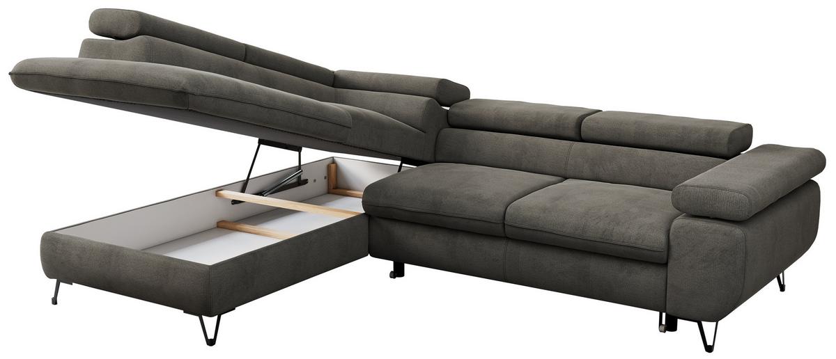 ECKSOFA PEDRO L Dunkelgrau Velvet - Links Seite - Dunkelgrau/Schwarz, Textil/Metall (208/273cm) - MKS
