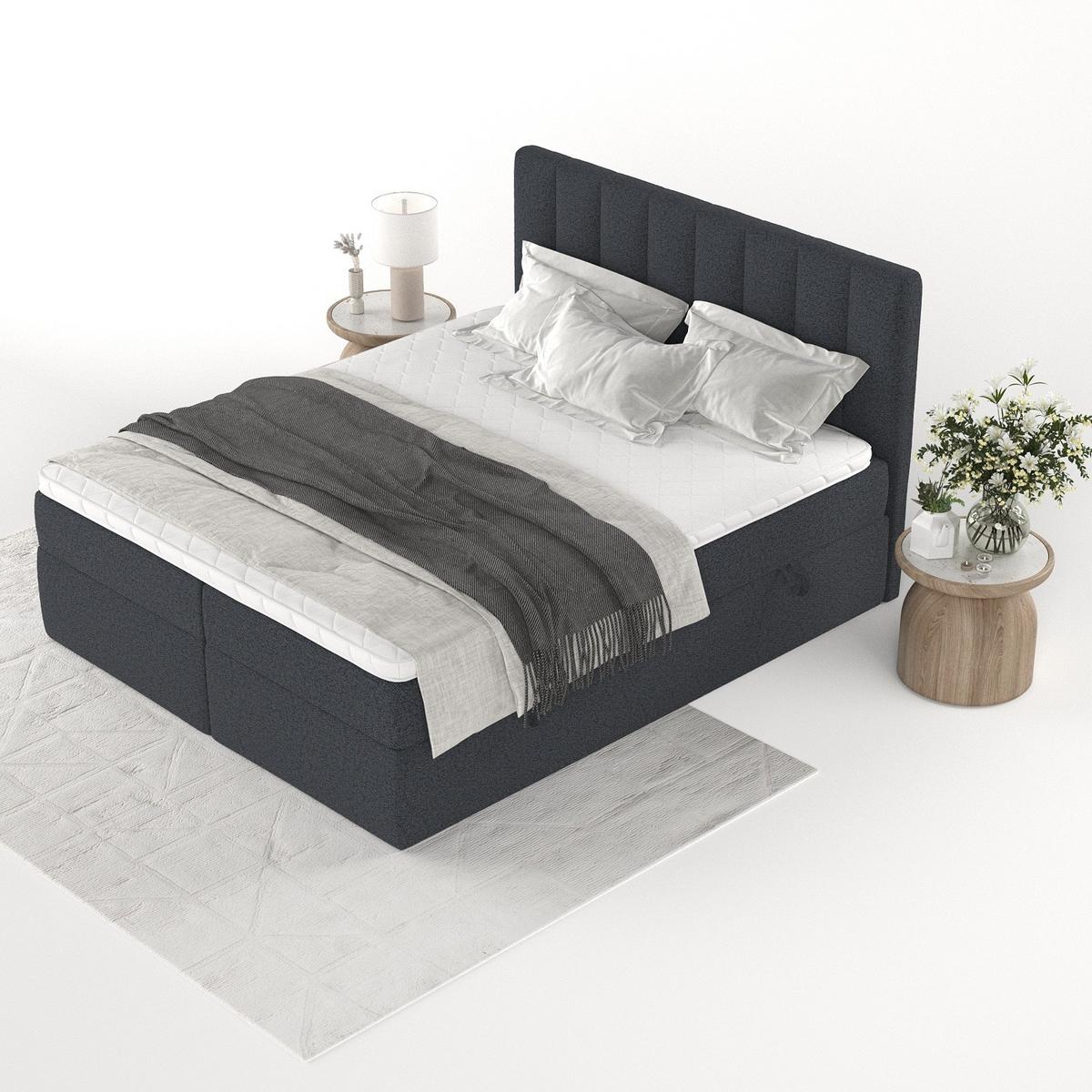 BOXBETT Bari 140/200 cm Anthrazit im Riva Stoff - Anthrazit, Holz/Holzwerkstoff (140/200cm) - AltaBeds