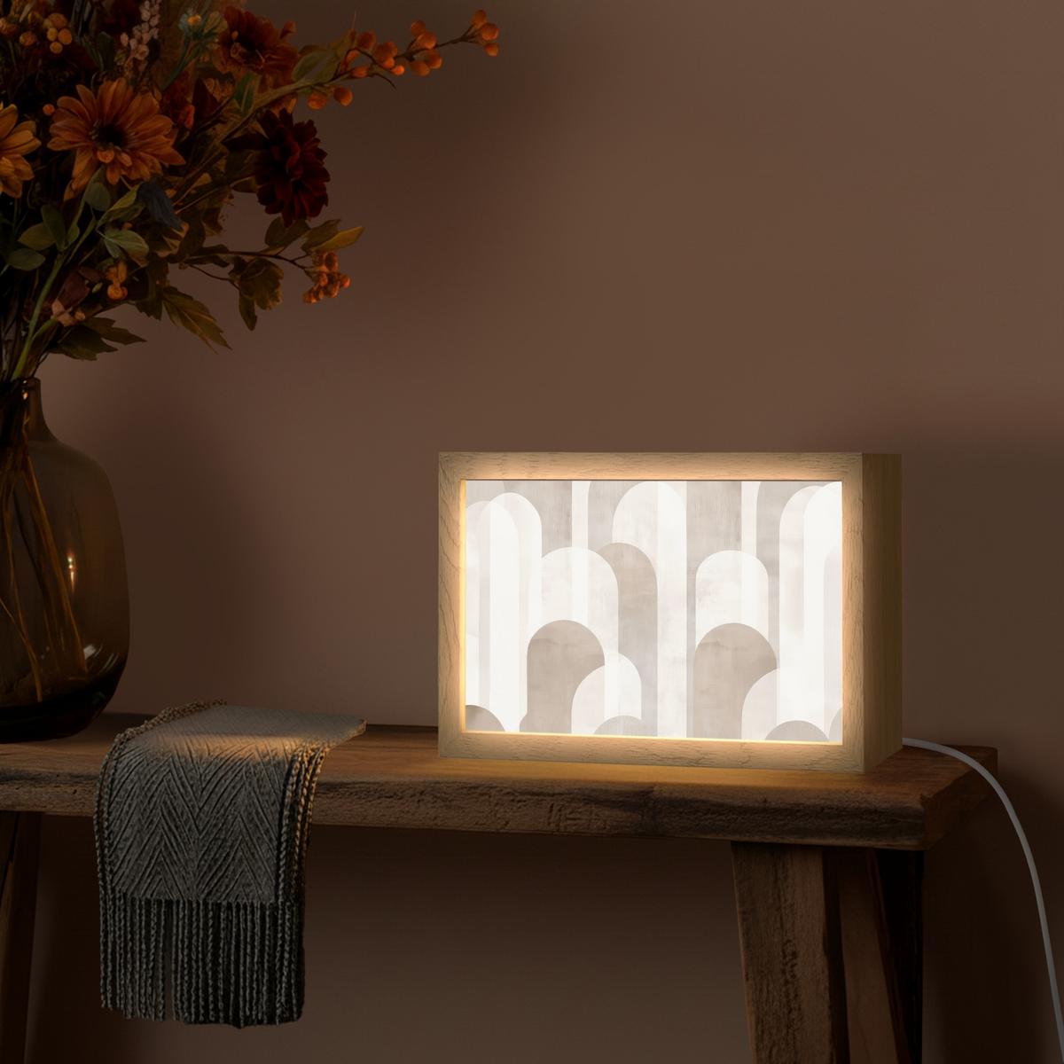 TISCHLEUCHTE Abstrakte Bögen - Modern - Beige 30x20 cm - Buche Kolonial, Holzwerkstoff (8/30/20cm) - OnlyWow