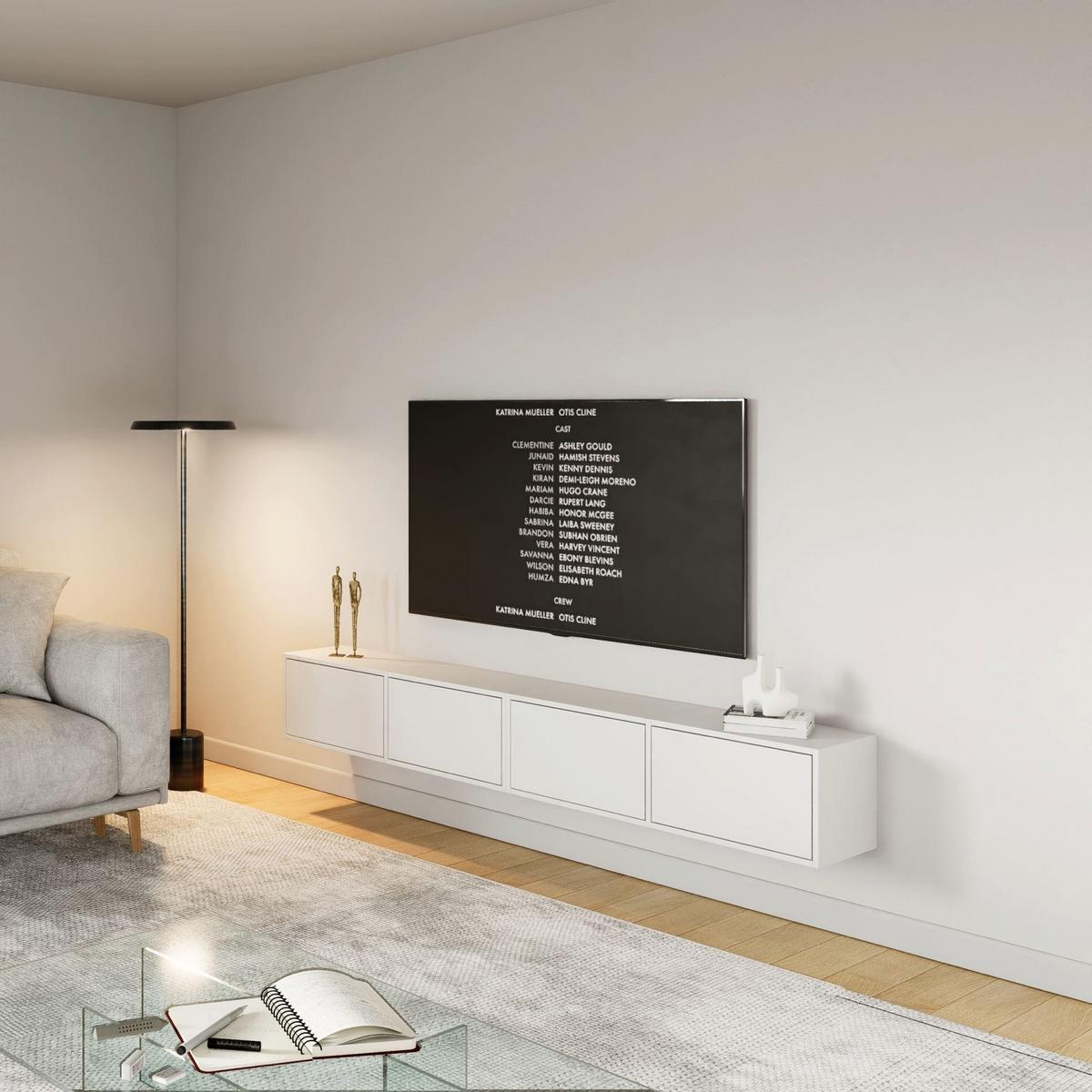 TV-LOWBOARD Framme hängend Weiß 200/30/30 cm - Weiß, Holzwerkstoff (201.2/30/30cm) - Selsey