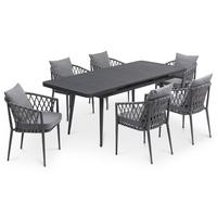 GARTENMÖBEL SET SUNNY 7er Set grau, schwarz - Grau, Metall - IDIMEX