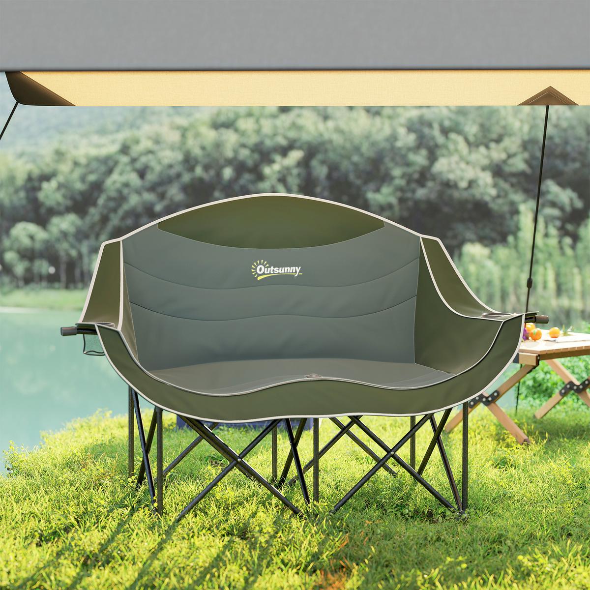 CAMPINGSTUHL Metall Oxfordstoff Grün - Grün, Textil/Metall (50/90/143cm) - Outsunny