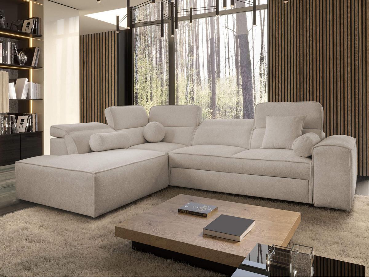 ECKSCHLAFSOFA Vito VII, Seite: Links - Hellbraun, Holz/Textil (276/214cm) - MIRJAN24