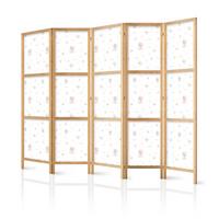 PARAVENT Japanischer 5-tlg 225x172 cm Luftballons Und Wolken - Weiß, Holz/Textil (225/172/3cm) - Muralo