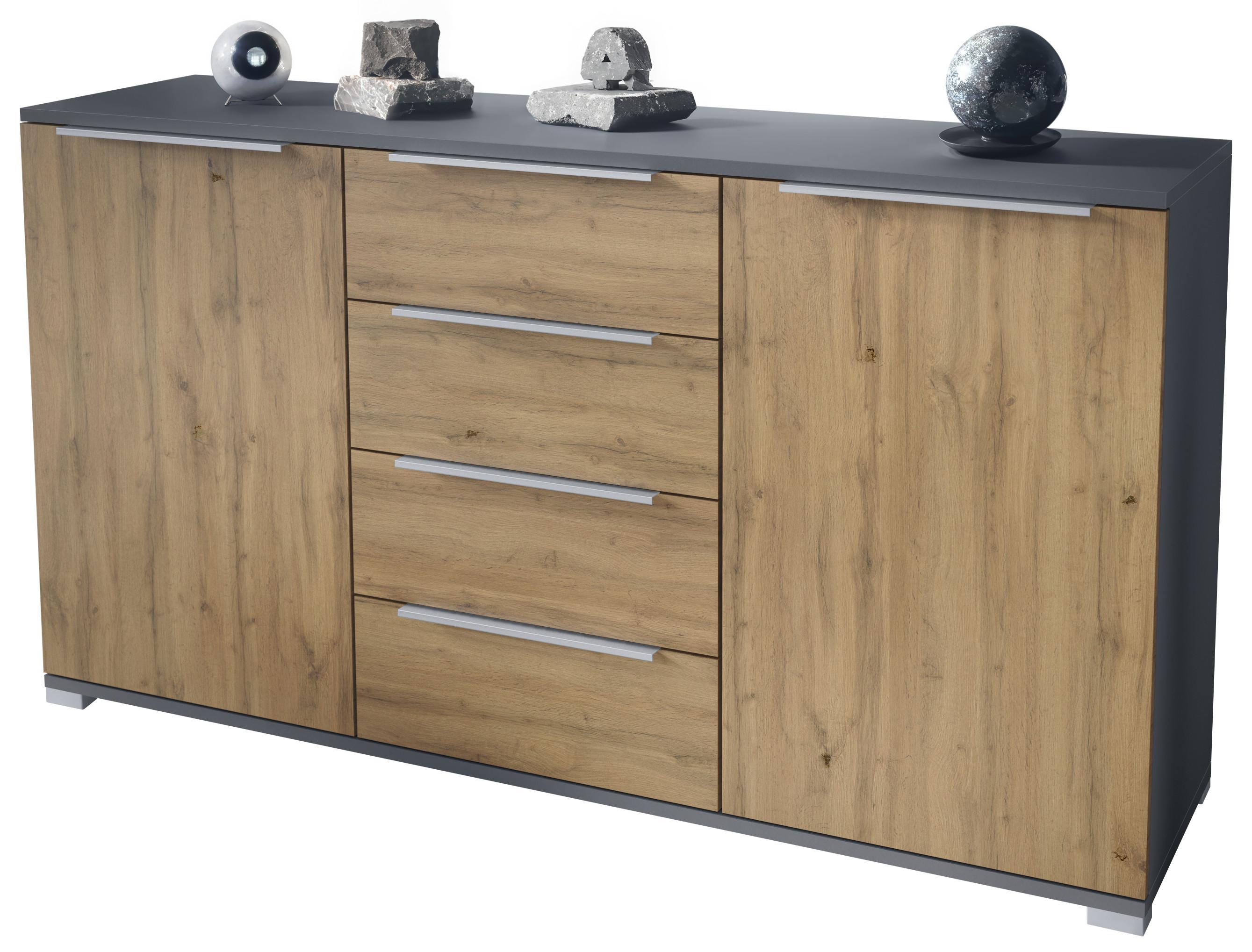 SIDEBOARD Linio Eiche Evoke - Eiche San Remo, Holzwerkstoff (138.5/75.5/35cm) - Vladon