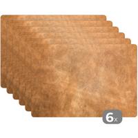PLATZSETS 6er-Set Leder - Strukturiert - Lederoptik - Braun Tisch Untersetzer-Set 45x30 cm - Cognac, Kunststoff (0.3/45/30cm) - MuchoWow