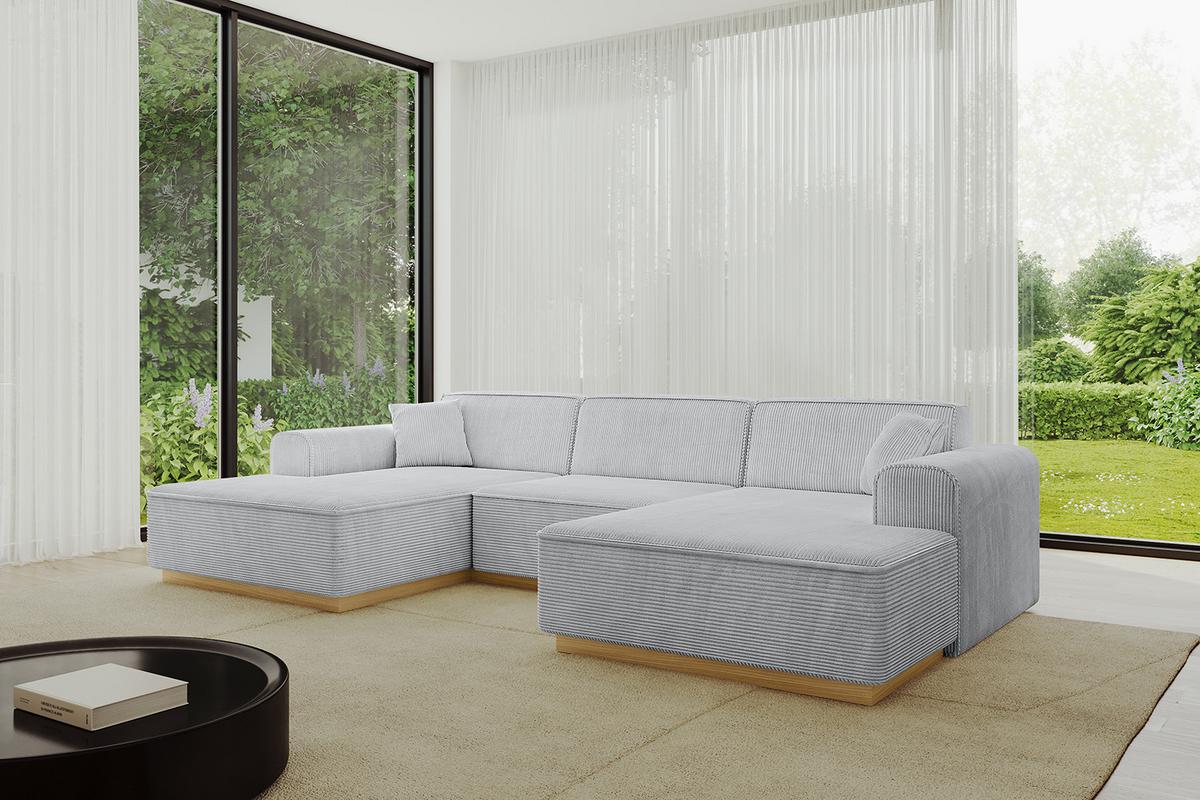 WOHNLANDSCHAFT IREA-U1-v2 - 301x165x80 cm Grau - Grau, Holzwerkstoff/Textil (301/80/165cm) - ALTDECOR