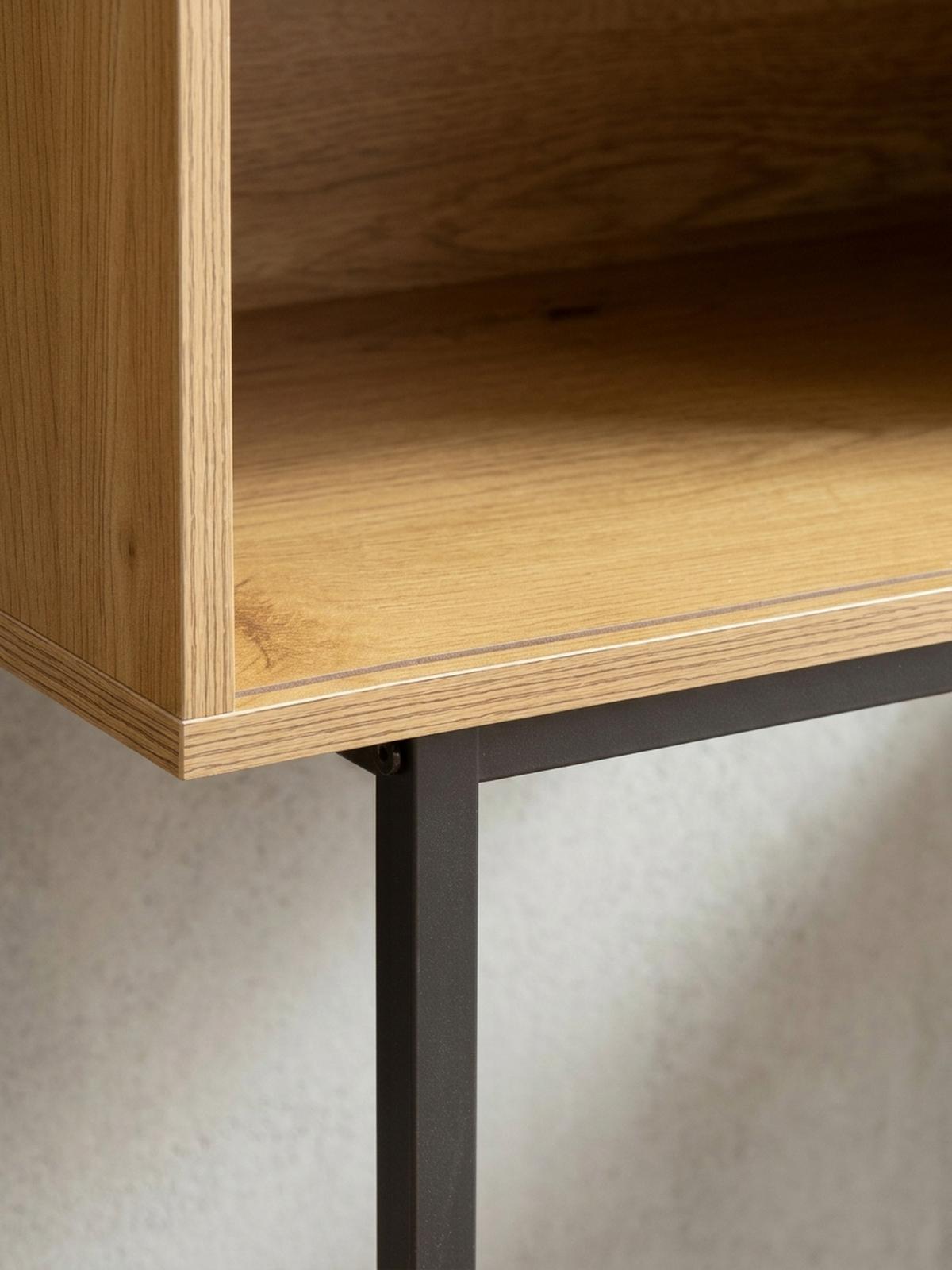SCHUHBANK – Eiche-Dekor, 120x75,5x40 cm, Rattan-Elemente, Sitzbank gepolstert - Schwarz/Braun, Textil/Metall (120/76/40cm) - KADIMA DESIGN