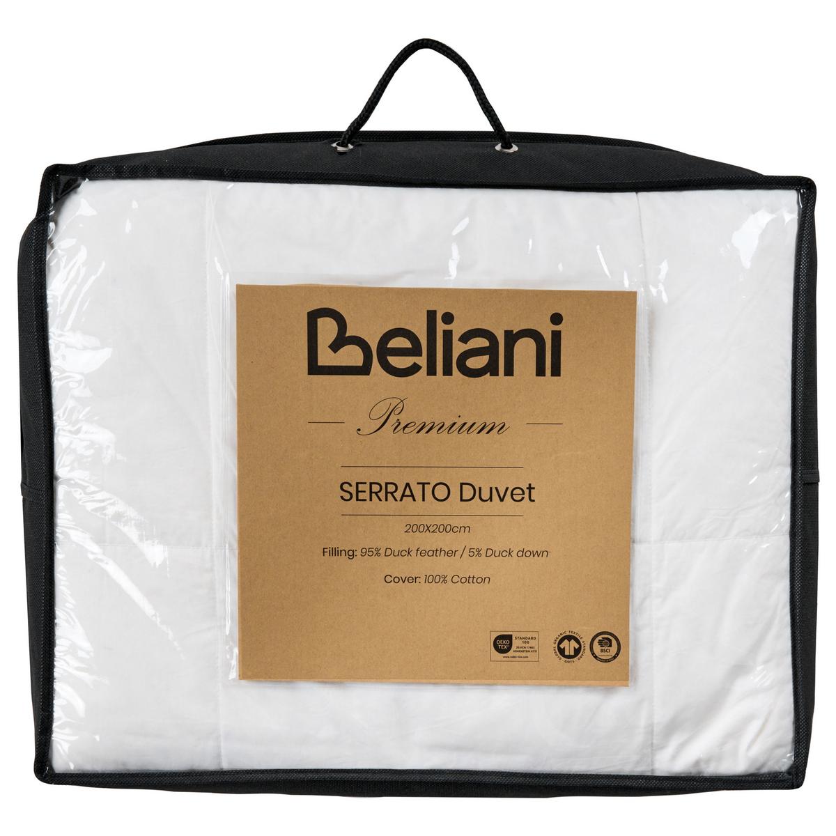 BETTDECKE Zweilagig Entenfedern und Daunen 4-Jahreszeiten 200/200 cm Serrato - Weiß, Textil (200/200cm) - Beliani