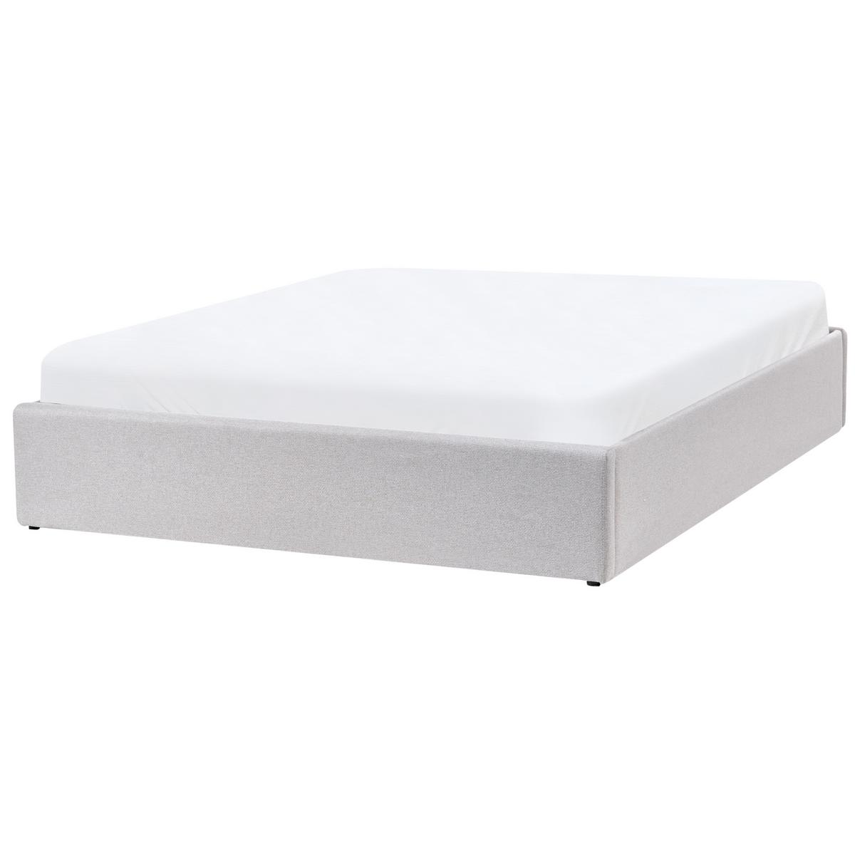 BETT mit Stauraum 140/200 cm Hellgrau Dinan - Hellgrau, Textil (140/200cm) - Beliani