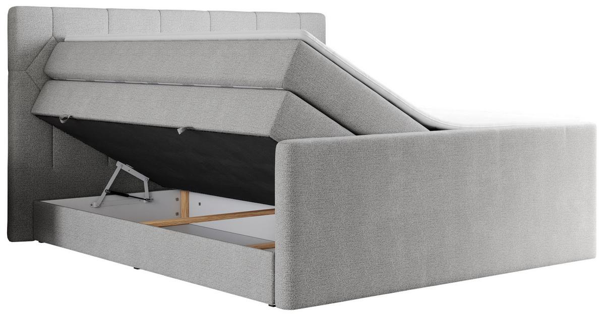 BOXSPRINGBETT KING EIGAR 160/200 Hellgrau Struktur - H4 - Hellgrau, Holz/Textil (160/200cm) - MKS