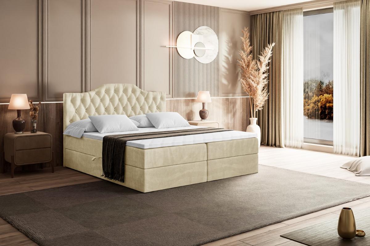 BOXBETT mit Matratze H4 und Lattenrost - VILA-1 - 140x200 cm - H4 - Beige - Beige, Holzwerkstoff (140/200cm) - ALTDECOR
