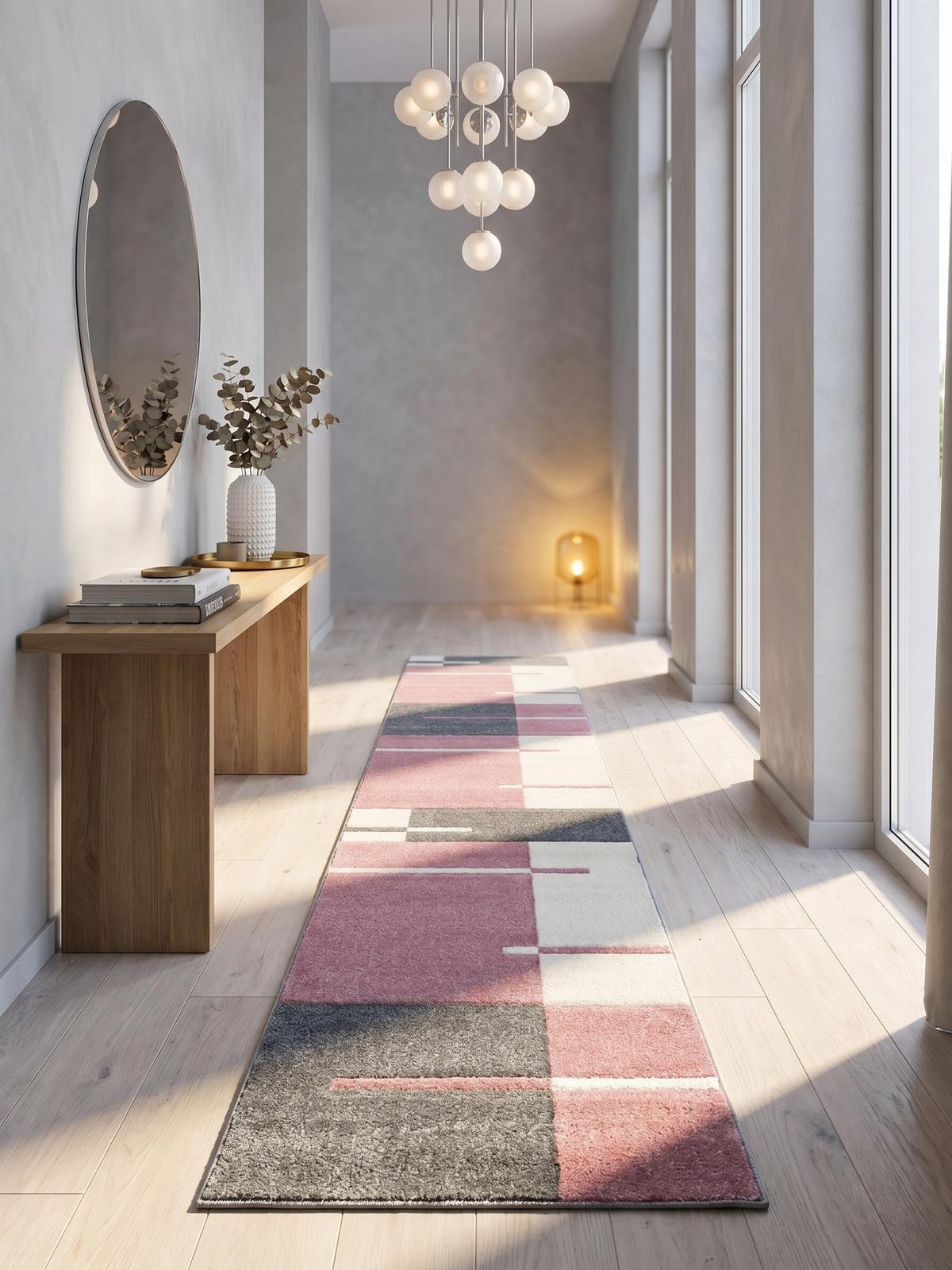 KURZFLORTEPPICH LATEMAR, kariert, Rosa, 80 x 300 cm - Rosa, Textil (300/80cm) - KADIMA DESIGN