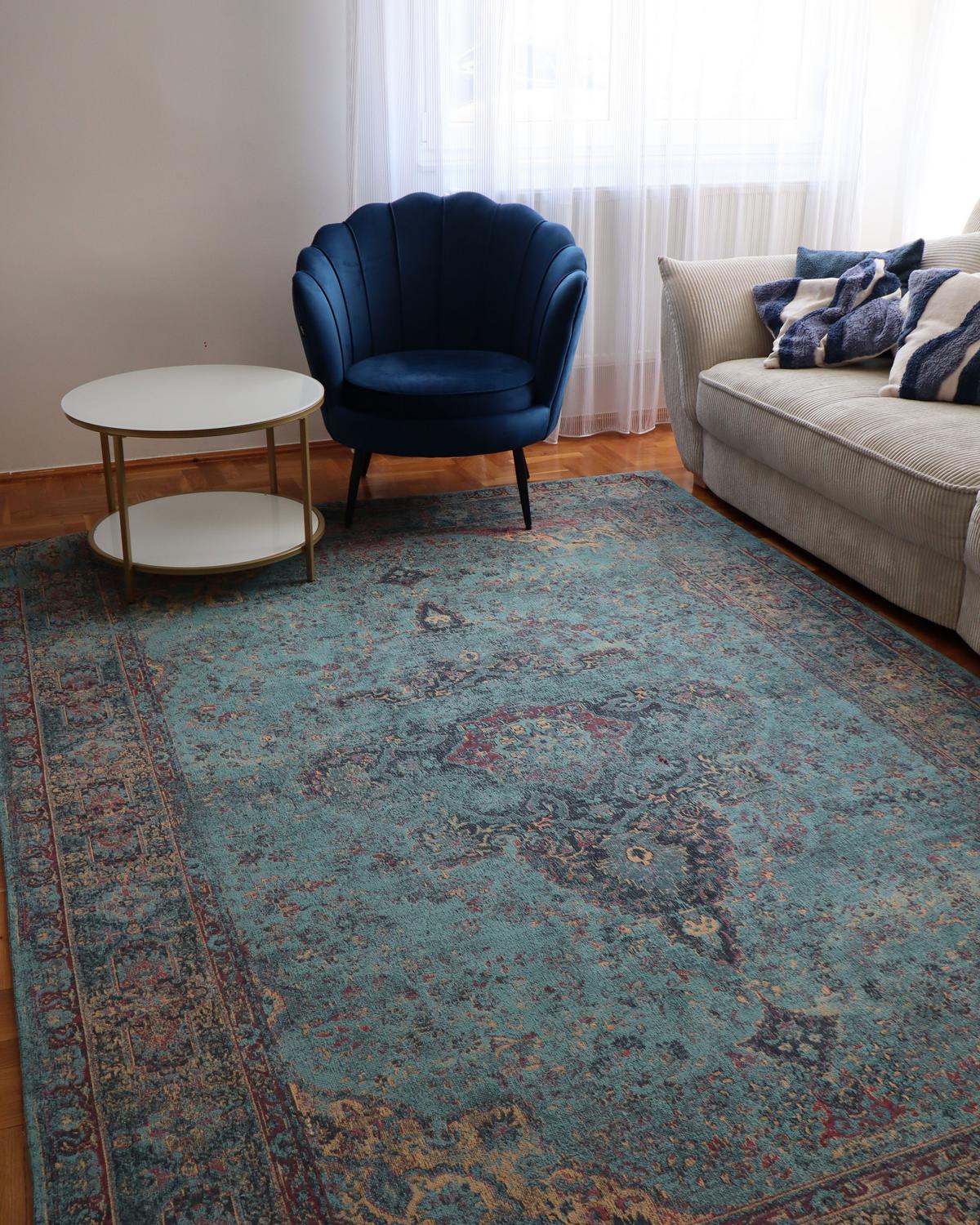 KURZFLOR-TEPPICH Kansu 230/160 cm - Blau, Textil (160/230cm) - Beliani